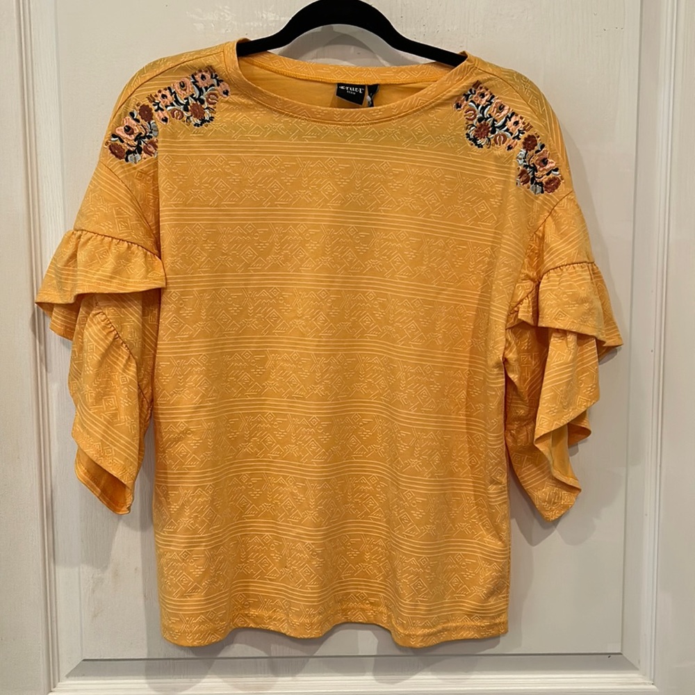 Cruel denim NWT ruffle sleeve formal sleeve top size small
